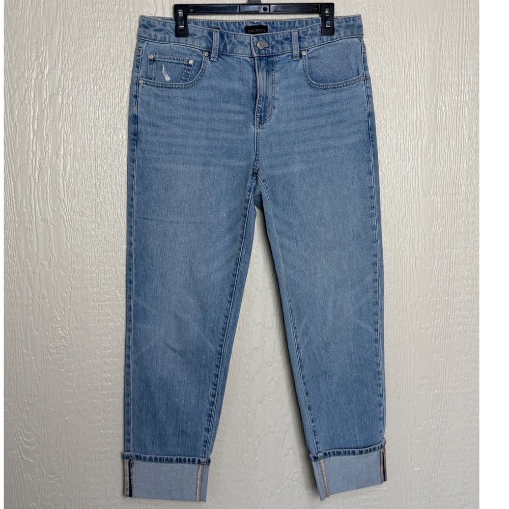 Talbots Everyday Relaxed Jean Selene Wash Light Blue Cuffed Denim Womens 6 EUC